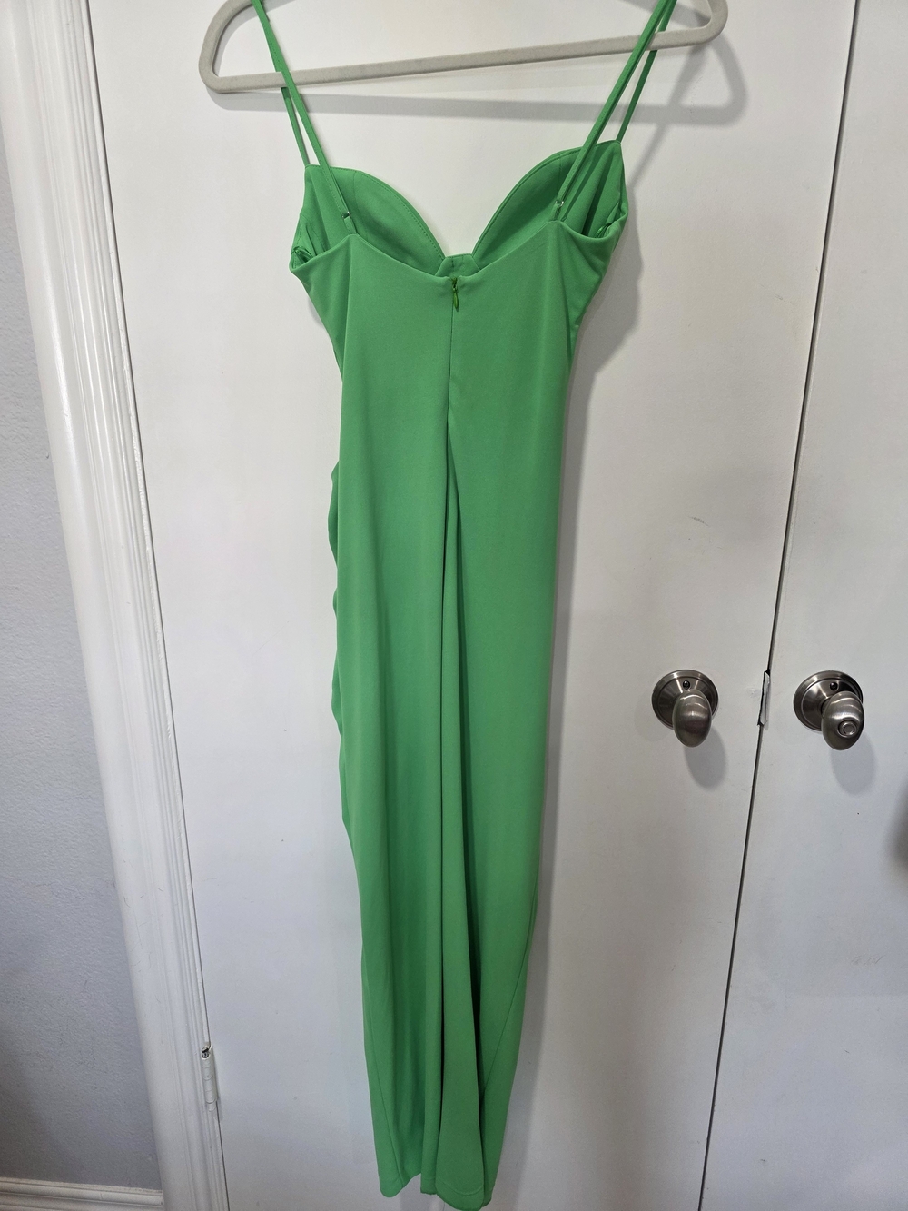 Zara Green Draped Ruched Slip Dress - Picture 2 of 4